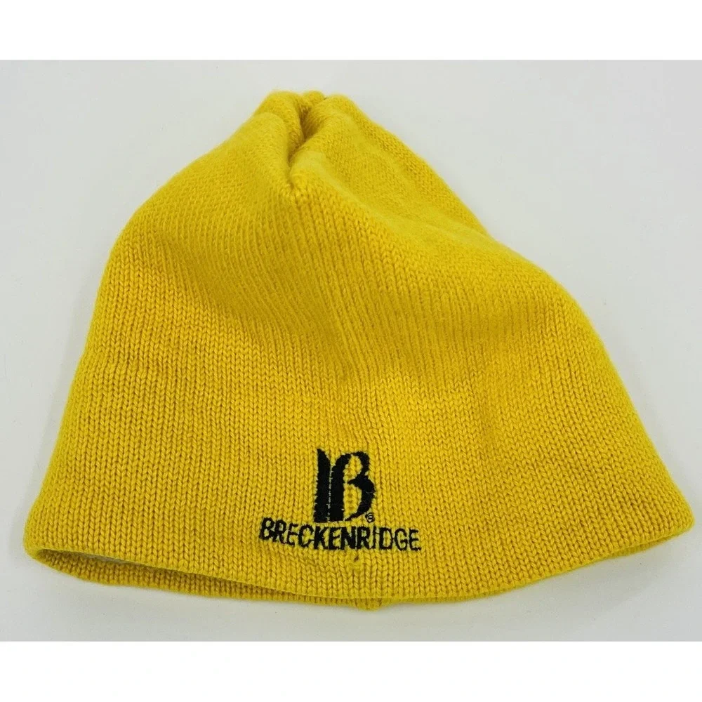 Vintage Merkley Headgear Yellow Beanie Wool Knit Breckenridge Hat Fleece Lined